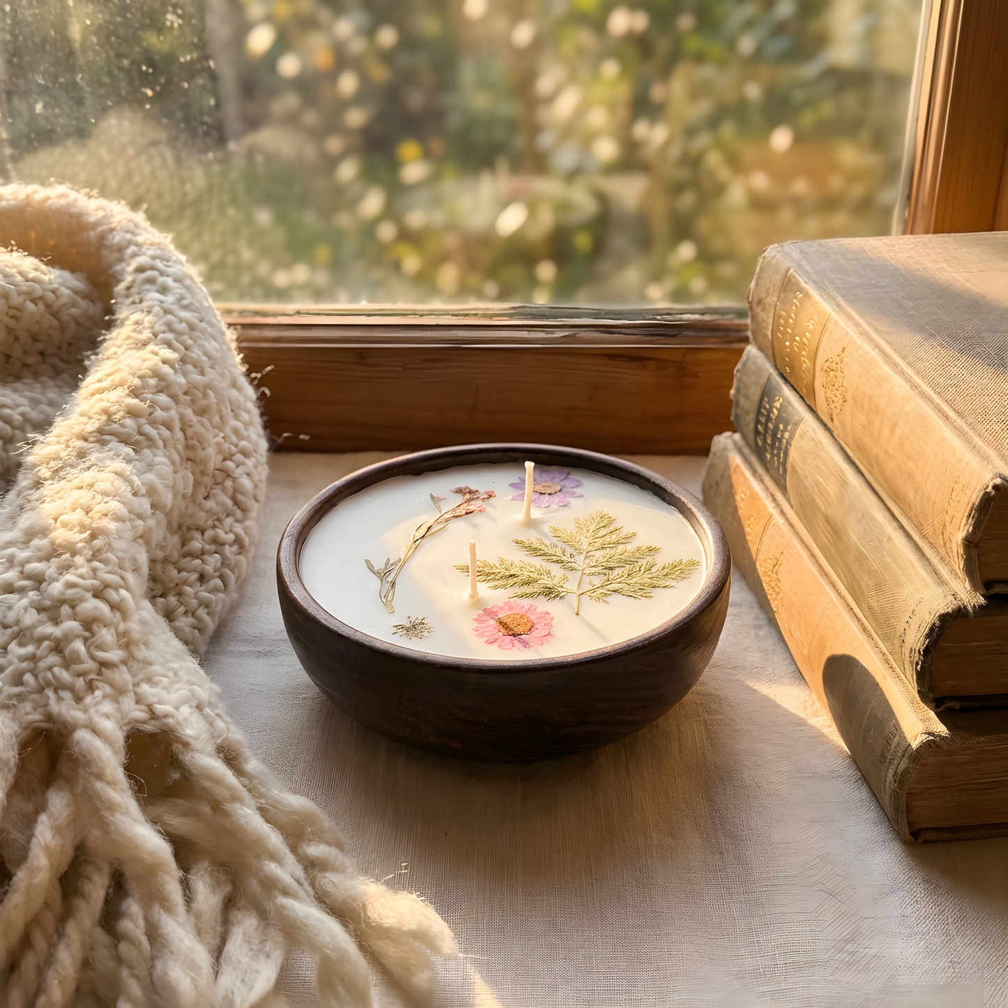 Lavender Haze Soy Wax Candle in Wooden Bowl