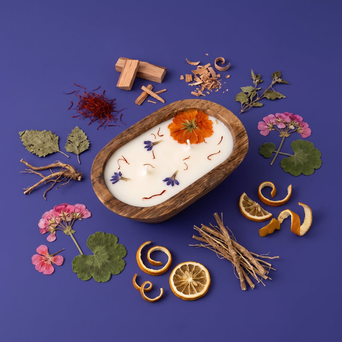 Saffron Hour Candle | Wooden Bowl Candle | Autumn Fragrance
