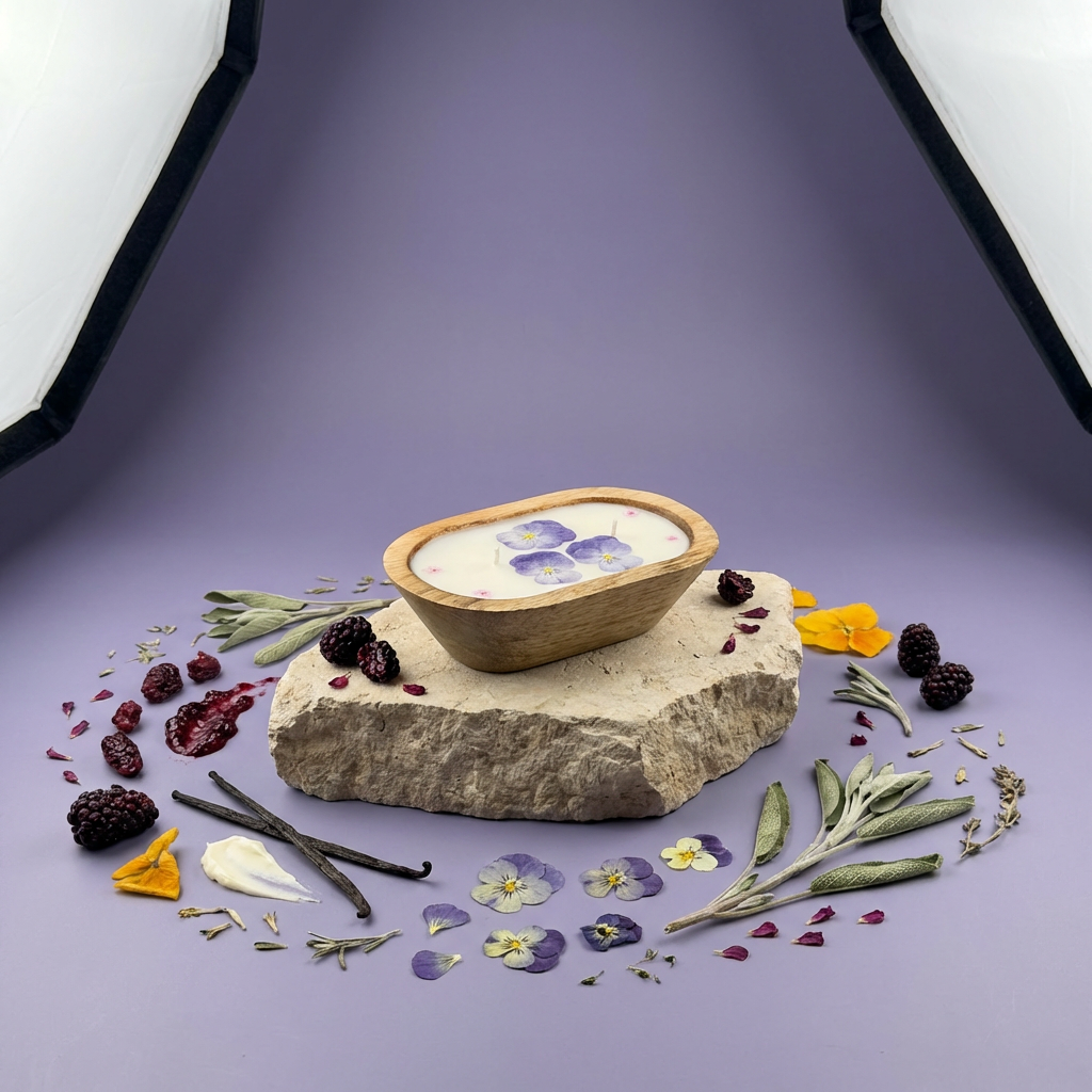 The Blackberry Hedgerow Candle | Wooden Dough Bowl Candle | Spring Fragrance