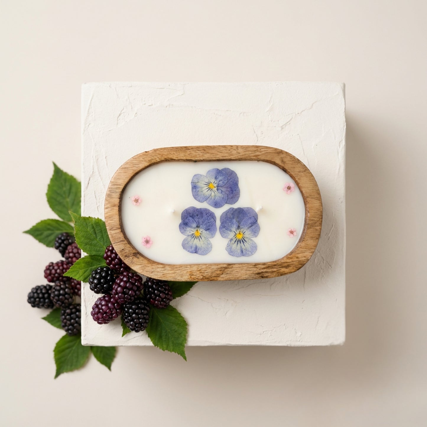 The Blackberry Hedgerow Candle | Wooden Dough Bowl Candle | Spring Fragrance