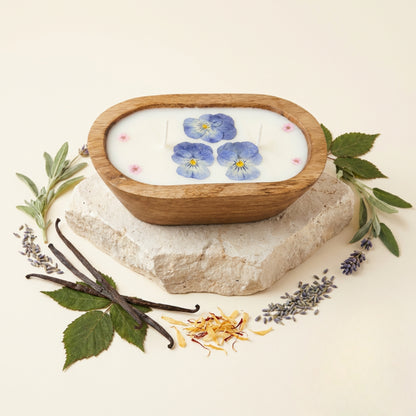 The Blackberry Hedgerow Candle | Wooden Dough Bowl Candle | Spring Fragrance