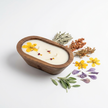 The Mellow Grove Candle | Wooden Dough Bowl Candle | Spring Fragrance