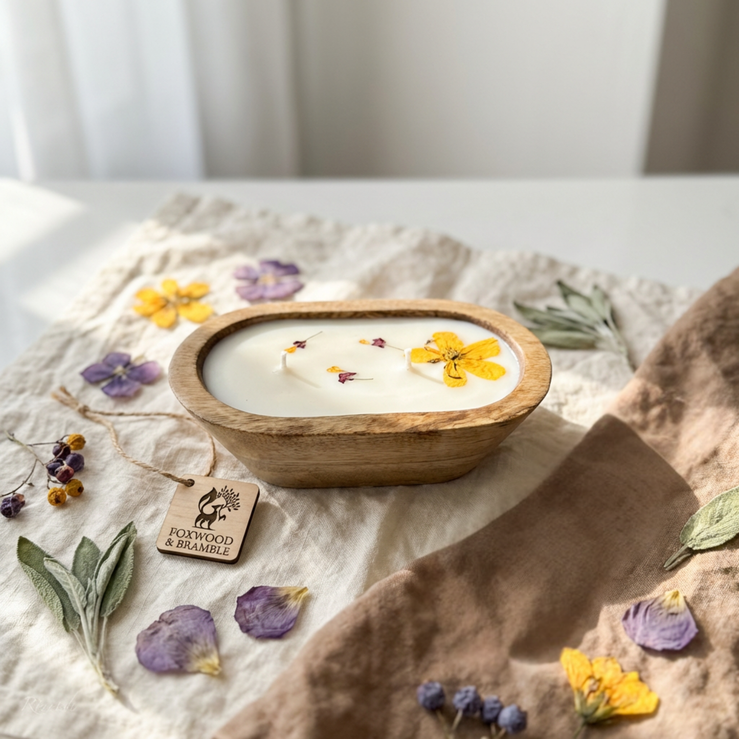 The Mellow Grove Candle | Wooden Dough Bowl Candle | Spring Fragrance