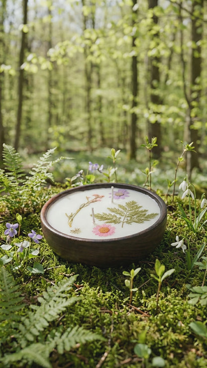 Lavender Haze Soy Wax Candle in Wooden Bowl